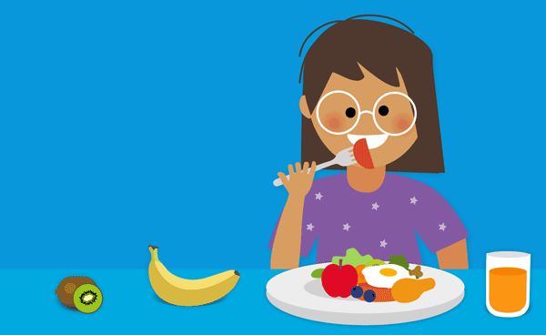 Illustration of a girl eating