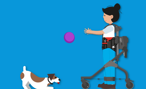 Illustration of a girl exercising with her dog